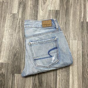 AMERICAN EAGLE TomGirl Skinny Leg Mid Rise Blue Denim Jeans Women's Size 0